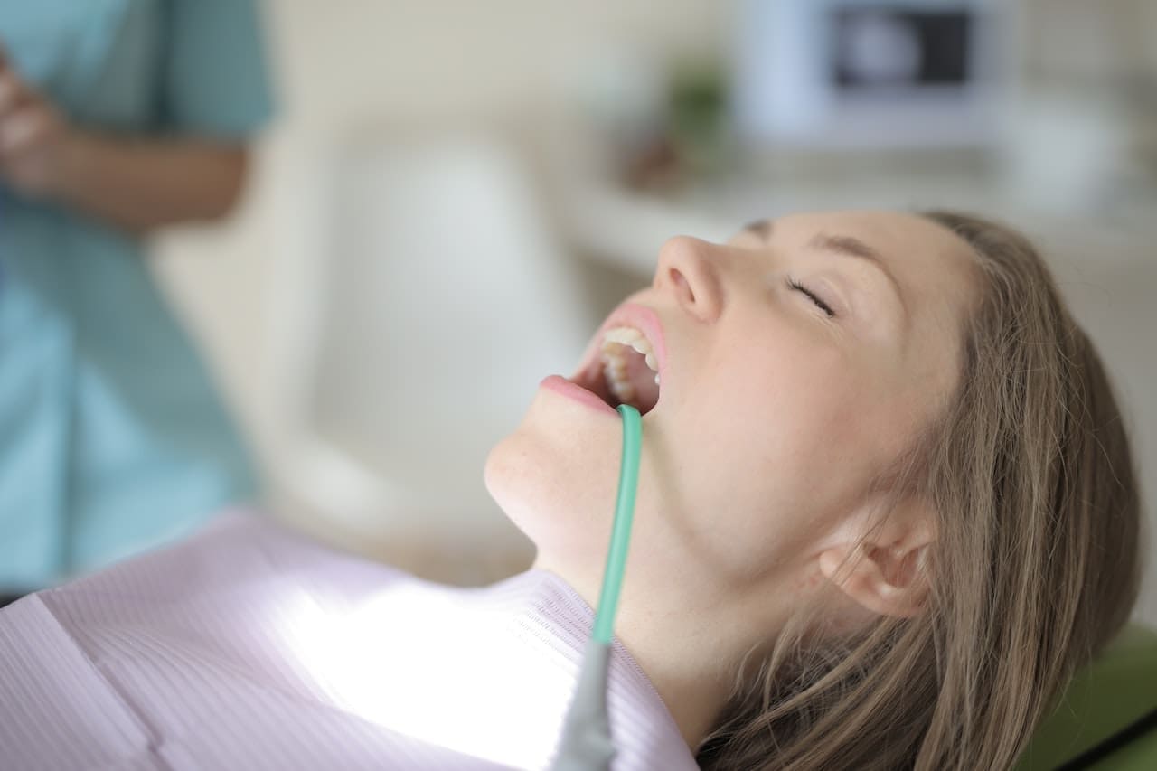patient undergoing procedure at the dentist
